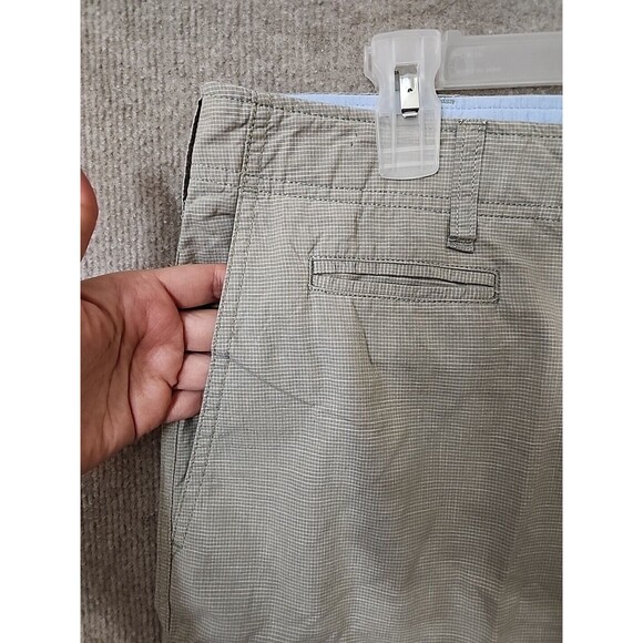 Orvis Cargo Chino Shorts Mens 40 Tan Blue Micro Check Golf Hiking Cotton - Picture 3 of 8